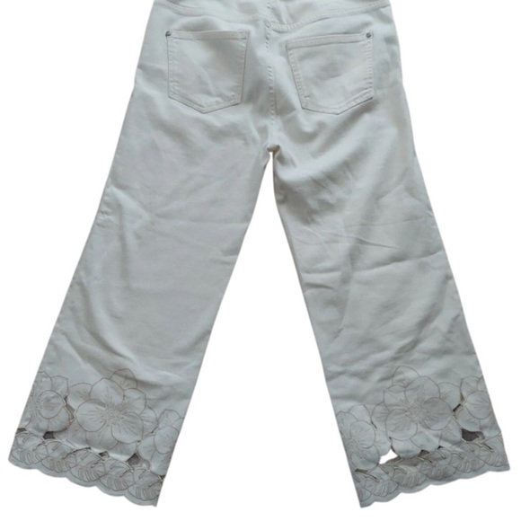 pilcro and the letterspress Cream Wide-Leg Pants with Floral Hem - Picture 4 of 10